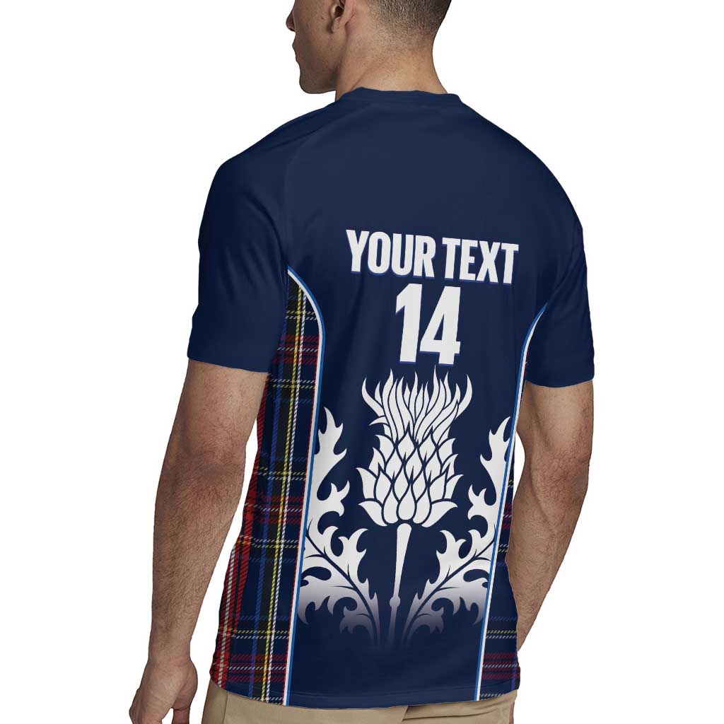 Custom Scotland Curling Rugby Jersey Scottish Thistle Mix Tartan Pattern - Wonder Print Shop