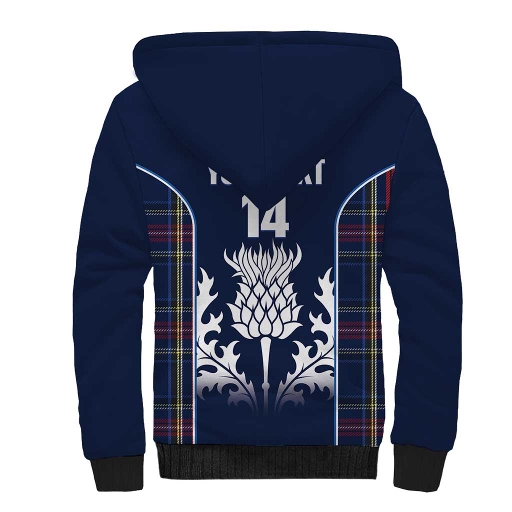 Custom Scotland Curling Sherpa Hoodie Scottish Thistle Mix Tartan Pattern - Wonder Print Shop