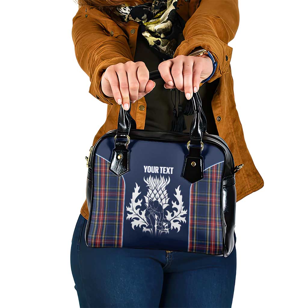 Custom Scotland Curling Shoulder Handbag Scottish Thistle Mix Tartan Pattern - Wonder Print Shop