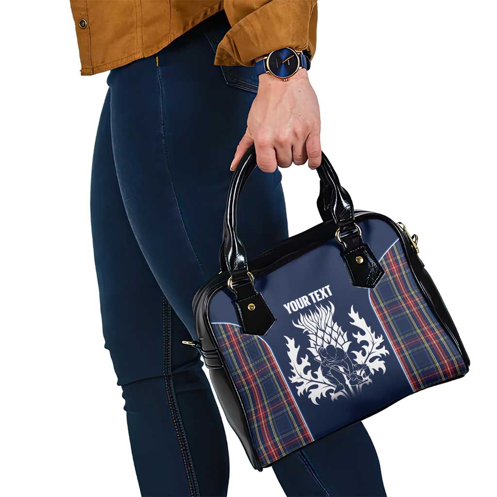 Custom Scotland Curling Shoulder Handbag Scottish Thistle Mix Tartan Pattern - Wonder Print Shop