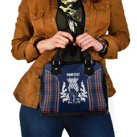 Custom Scotland Curling Shoulder Handbag Scottish Thistle Mix Tartan Pattern - Wonder Print Shop