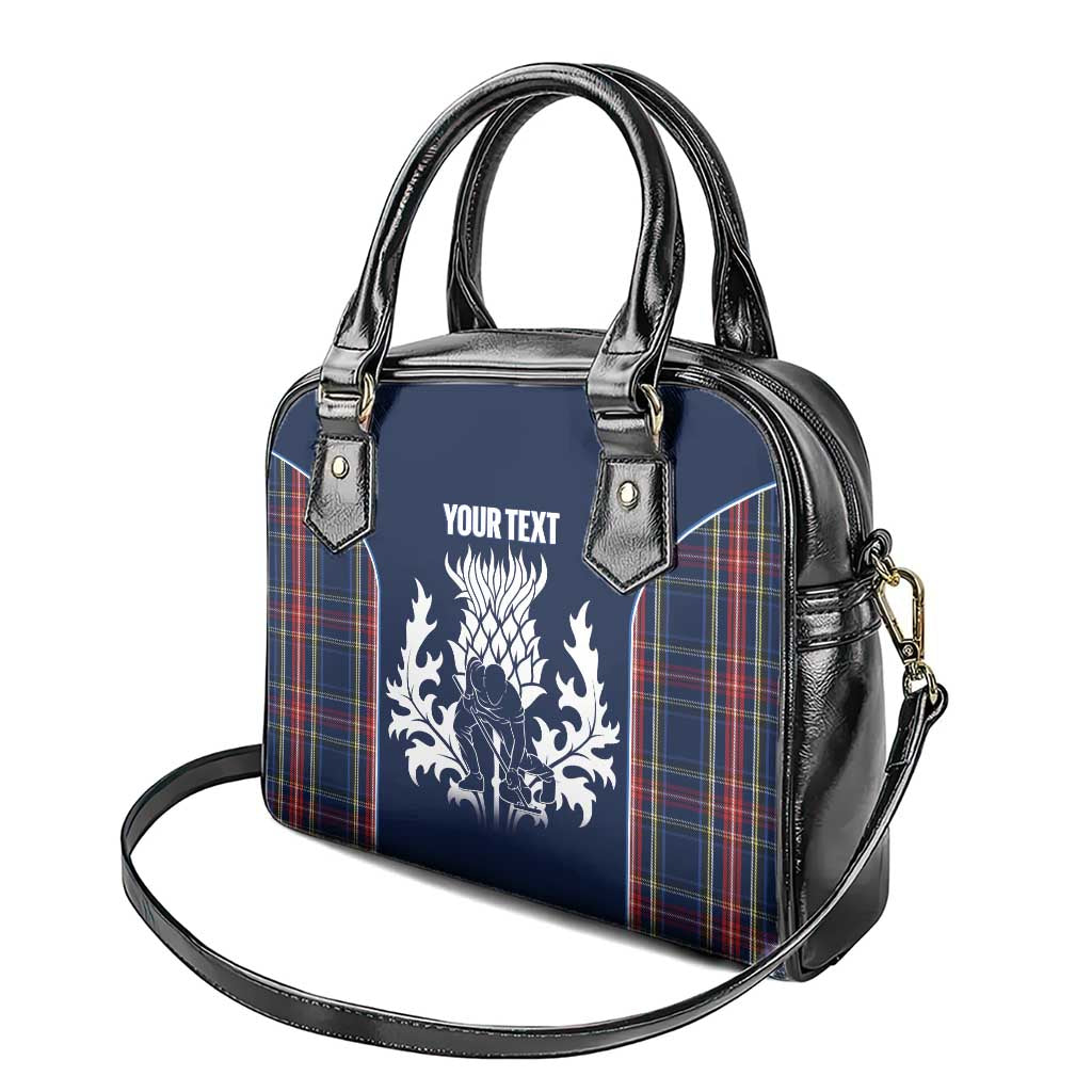 Custom Scotland Curling Shoulder Handbag Scottish Thistle Mix Tartan Pattern - Wonder Print Shop