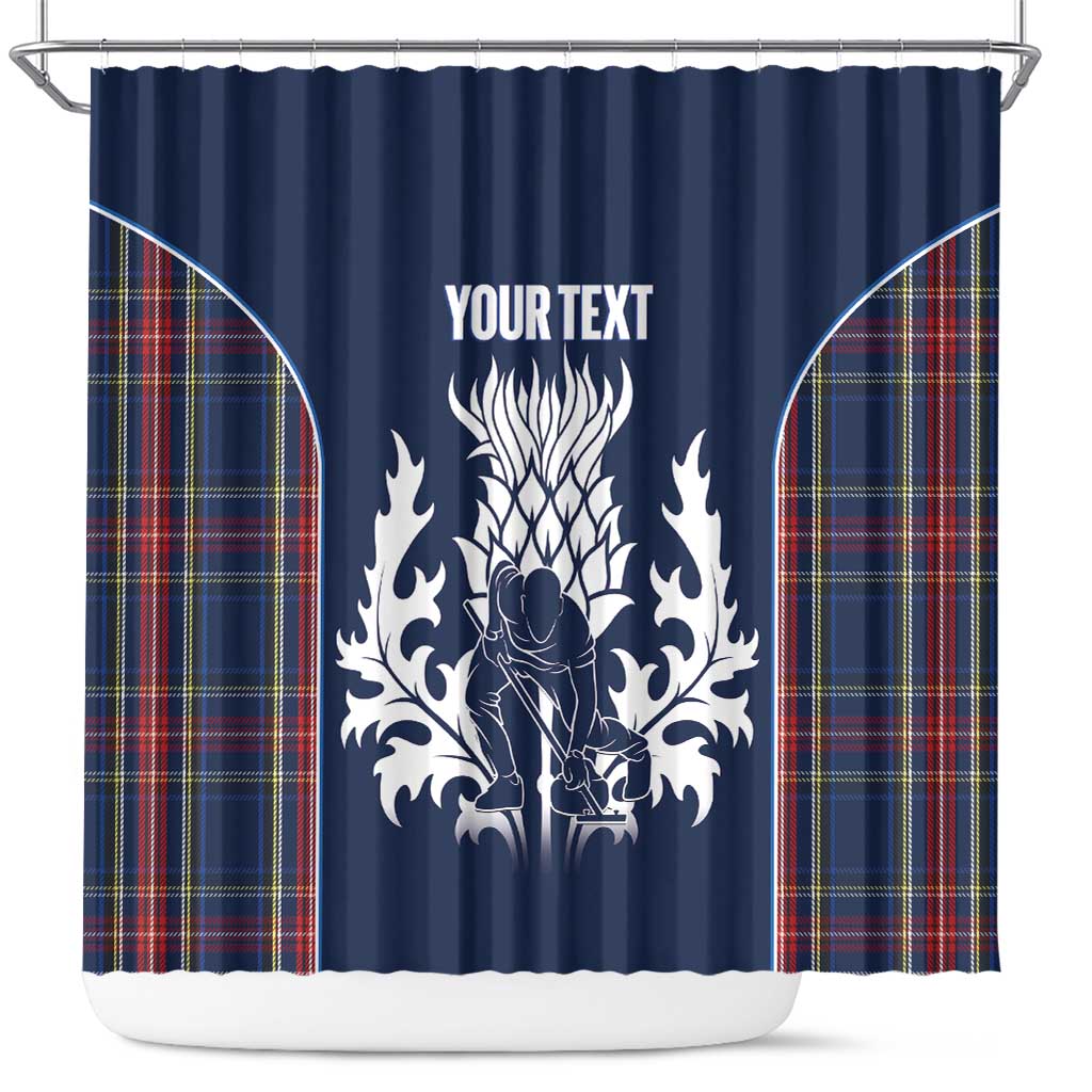 Custom Scotland Curling Shower Curtain Scottish Thistle Mix Tartan Pattern - Wonder Print Shop