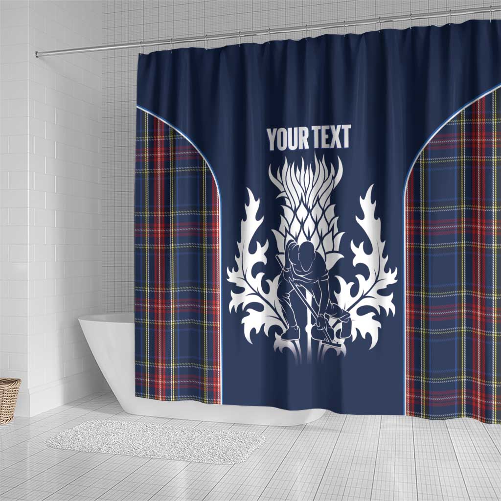 Custom Scotland Curling Shower Curtain Scottish Thistle Mix Tartan Pattern - Wonder Print Shop