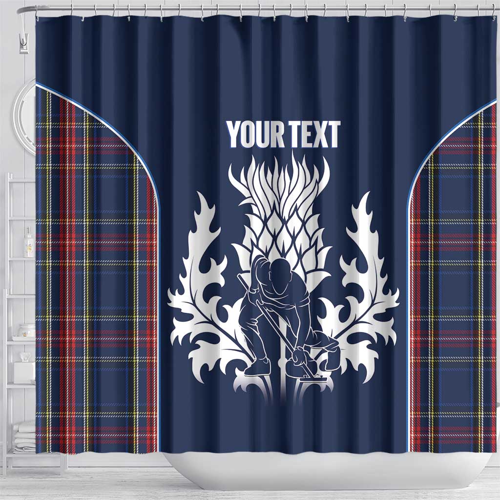 Custom Scotland Curling Shower Curtain Scottish Thistle Mix Tartan Pattern - Wonder Print Shop