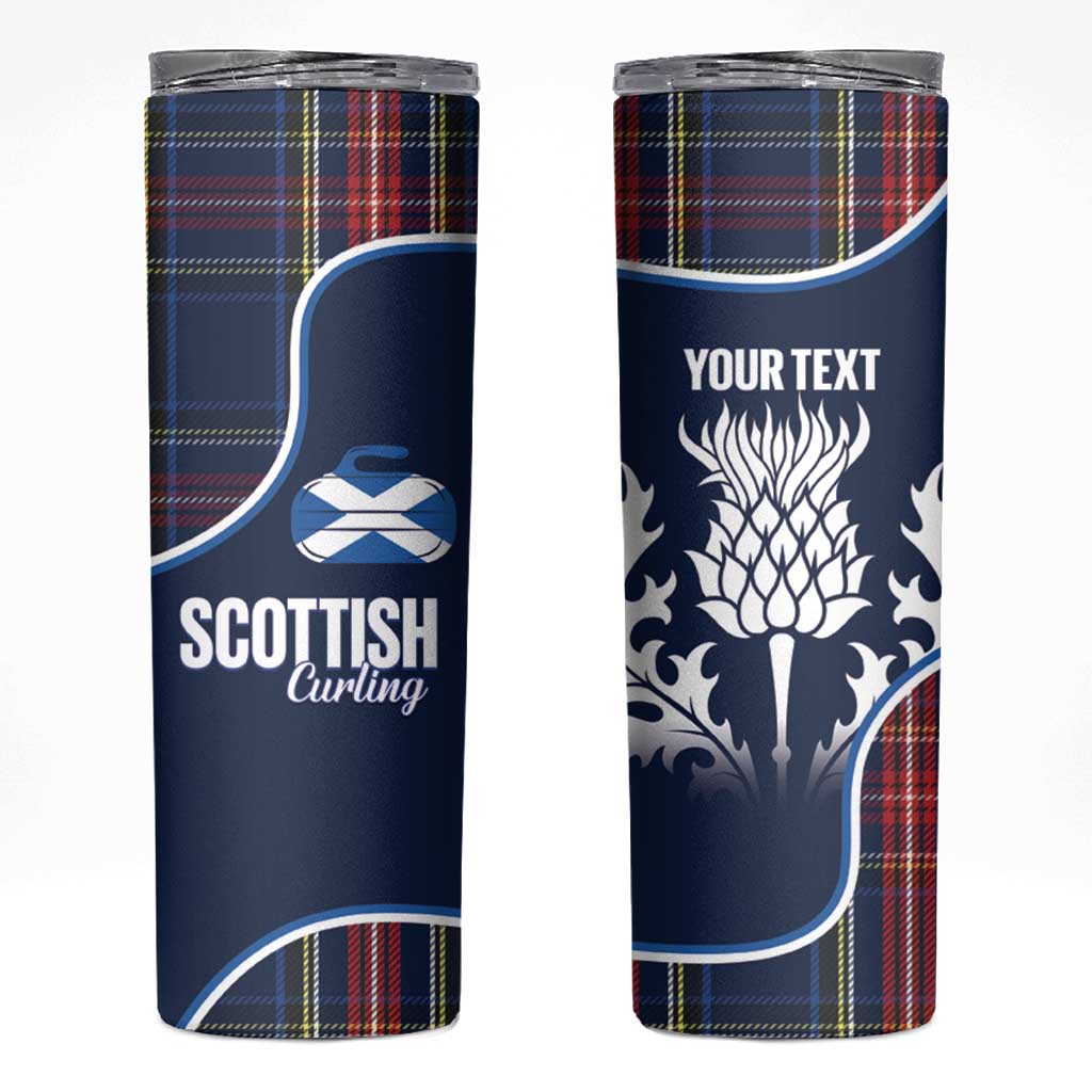 Custom Scotland Curling Skinny Tumbler Scottish Thistle Mix Tartan Pattern - Wonder Print Shop