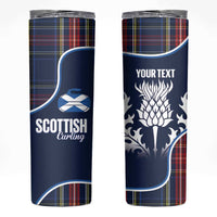 Custom Scotland Curling Skinny Tumbler Scottish Thistle Mix Tartan Pattern - Wonder Print Shop