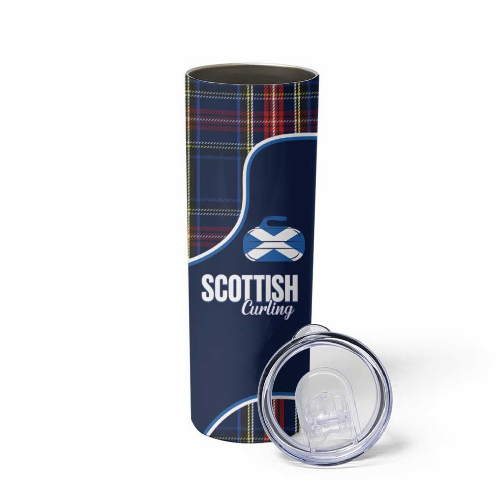 Custom Scotland Curling Skinny Tumbler Scottish Thistle Mix Tartan Pattern - Wonder Print Shop