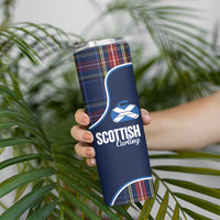 Custom Scotland Curling Skinny Tumbler Scottish Thistle Mix Tartan Pattern - Wonder Print Shop