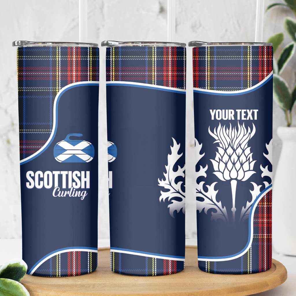 Custom Scotland Curling Skinny Tumbler Scottish Thistle Mix Tartan Pattern - Wonder Print Shop