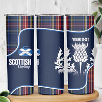 Custom Scotland Curling Skinny Tumbler Scottish Thistle Mix Tartan Pattern - Wonder Print Shop