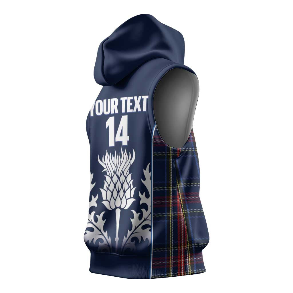 Custom Scotland Curling Sleeveless Hoodie Scottish Thistle Mix Tartan Pattern - Wonder Print Shop