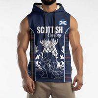 Custom Scotland Curling Sleeveless Hoodie Scottish Thistle Mix Tartan Pattern - Wonder Print Shop