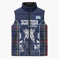 Custom Scotland Curling Sleeveless Puffer Jacket Scottish Thistle Mix Tartan Pattern - Wonder Print Shop