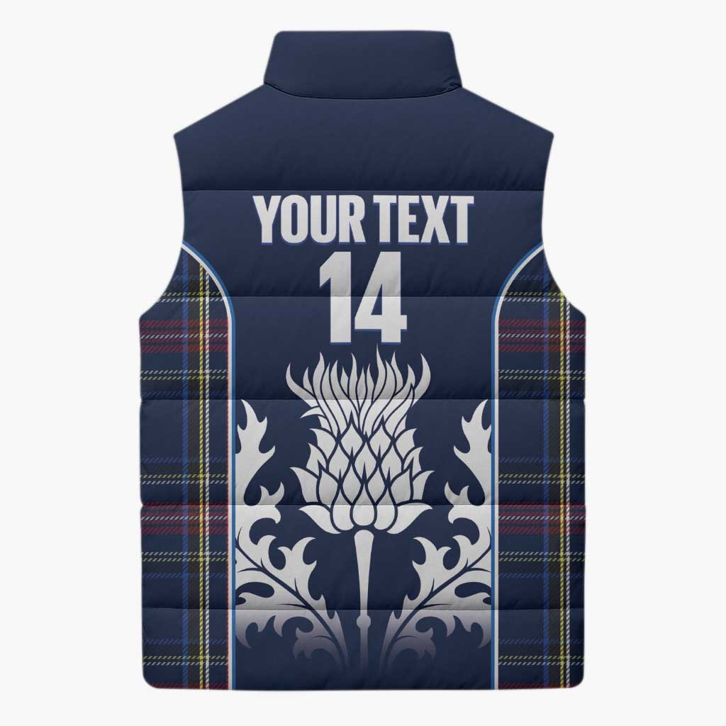 Custom Scotland Curling Sleeveless Puffer Jacket Scottish Thistle Mix Tartan Pattern - Wonder Print Shop