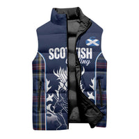 Custom Scotland Curling Sleeveless Puffer Jacket Scottish Thistle Mix Tartan Pattern - Wonder Print Shop