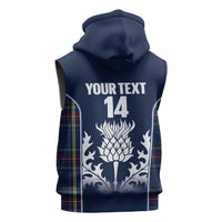 Custom Scotland Curling Sleeveless Zip Hoodie Scottish Thistle Mix Tartan Pattern - Wonder Print Shop