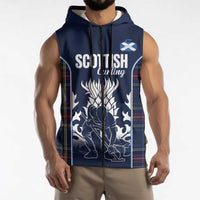 Custom Scotland Curling Sleeveless Zip Hoodie Scottish Thistle Mix Tartan Pattern - Wonder Print Shop