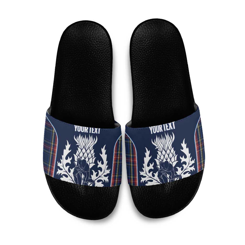 Custom Scotland Curling Slide Sandals Scottish Thistle Mix Tartan Pattern - Wonder Print Shop