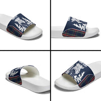 Custom Scotland Curling Slide Sandals Scottish Thistle Mix Tartan Pattern - Wonder Print Shop