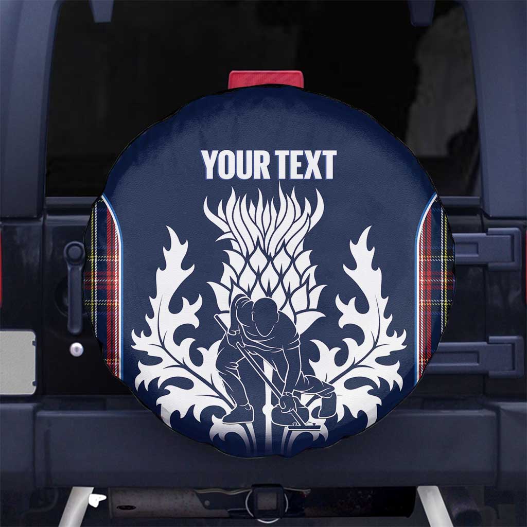 Custom Scotland Curling Spare Tire Cover Scottish Thistle Mix Tartan Pattern - Wonder Print Shop