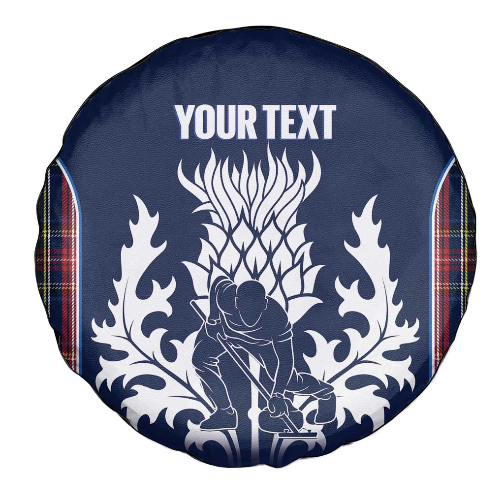 Custom Scotland Curling Spare Tire Cover Scottish Thistle Mix Tartan Pattern - Wonder Print Shop