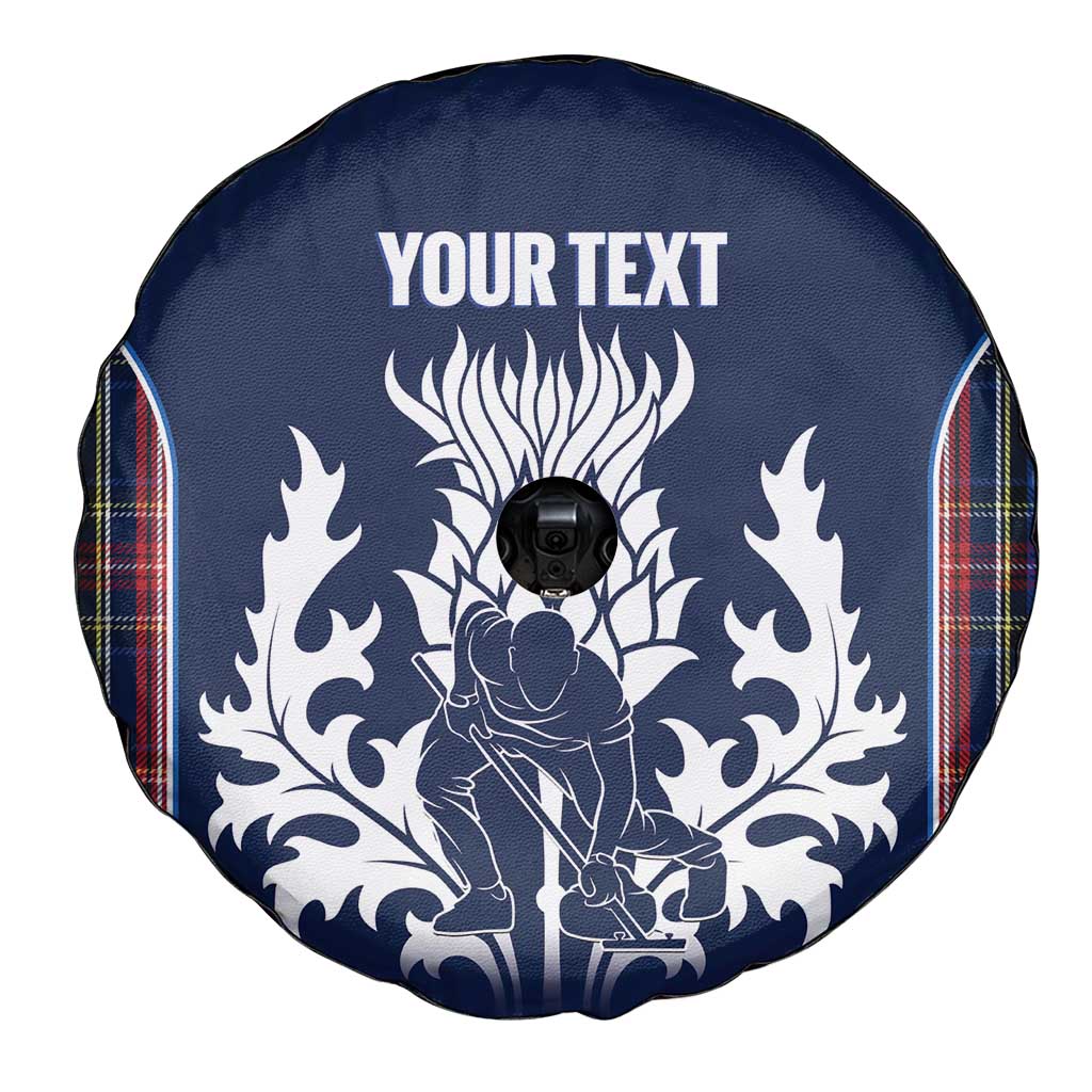 Custom Scotland Curling Spare Tire Cover Scottish Thistle Mix Tartan Pattern - Wonder Print Shop
