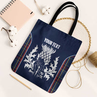 Custom Scotland Curling Tote Bag Scottish Thistle Mix Tartan Pattern - Wonder Print Shop