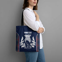 Custom Scotland Curling Tote Bag Scottish Thistle Mix Tartan Pattern - Wonder Print Shop