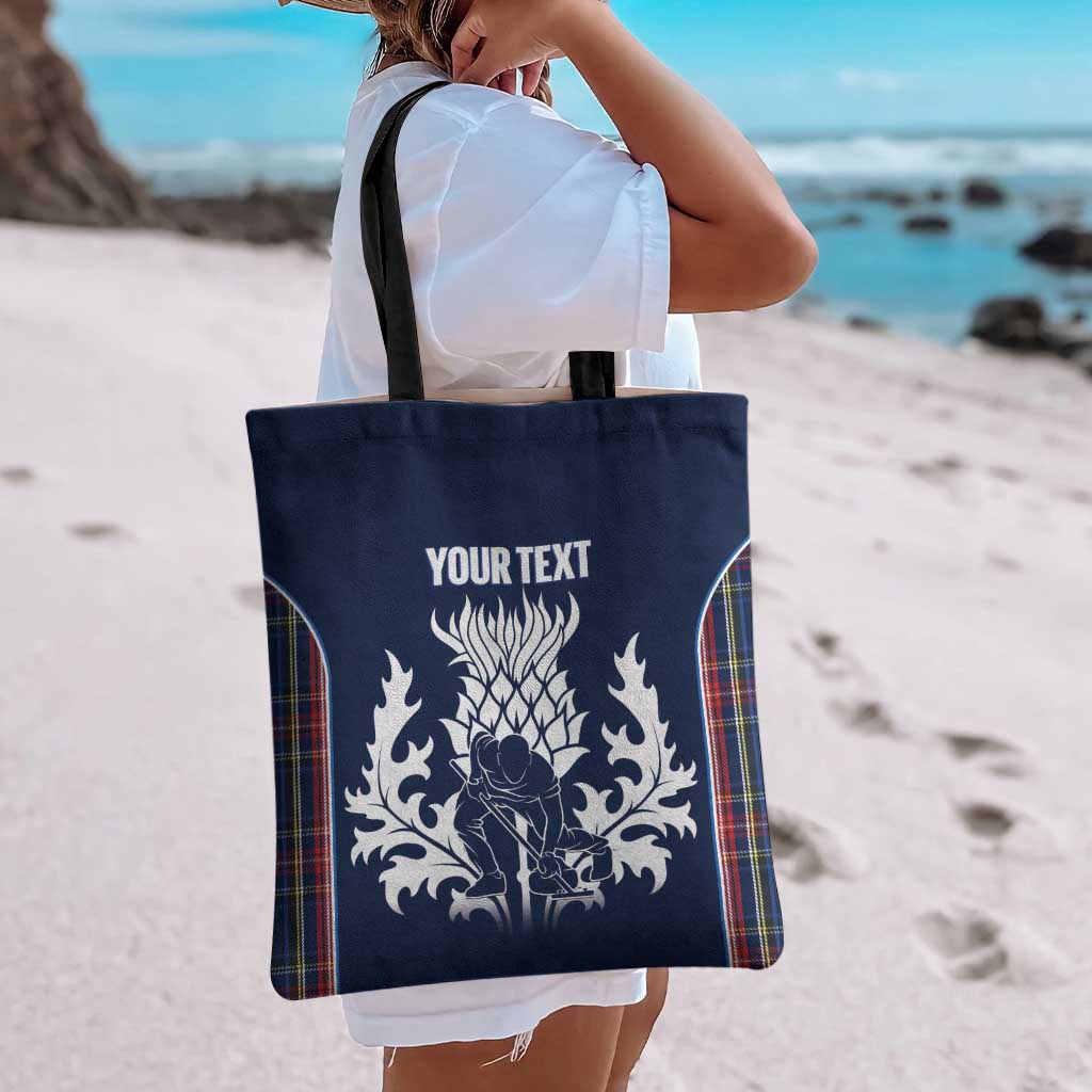 Custom Scotland Curling Tote Bag Scottish Thistle Mix Tartan Pattern - Wonder Print Shop