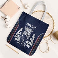 Custom Scotland Curling Tote Bag Scottish Thistle Mix Tartan Pattern - Wonder Print Shop