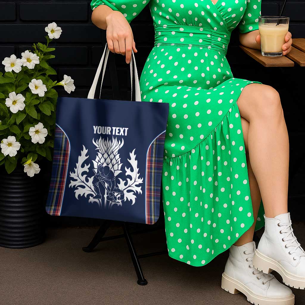 Custom Scotland Curling Tote Bag Scottish Thistle Mix Tartan Pattern - Wonder Print Shop