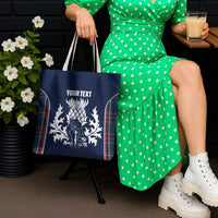 Custom Scotland Curling Tote Bag Scottish Thistle Mix Tartan Pattern - Wonder Print Shop