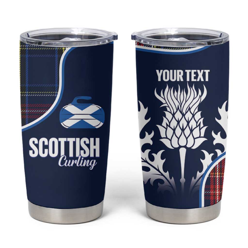 Custom Scotland Curling Tumbler Cup Scottish Thistle Mix Tartan Pattern - Wonder Print Shop