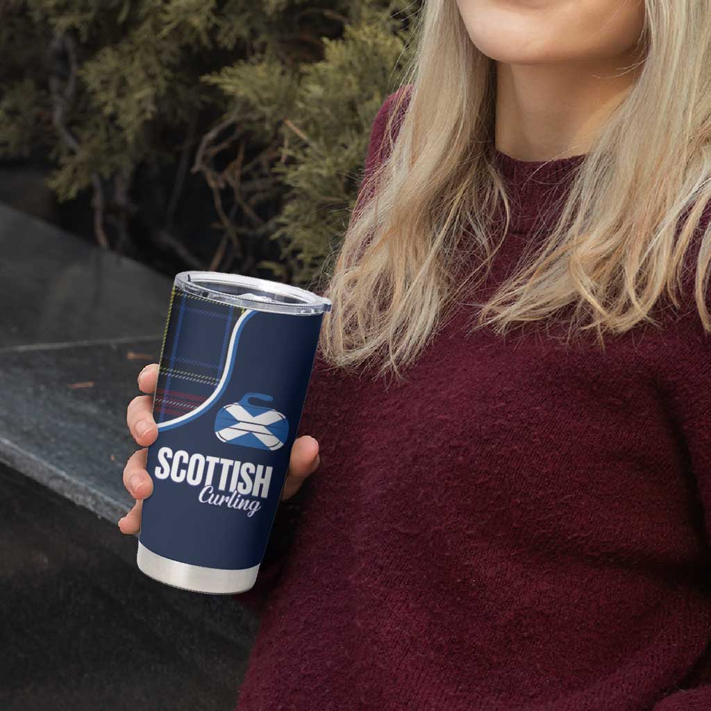 Custom Scotland Curling Tumbler Cup Scottish Thistle Mix Tartan Pattern - Wonder Print Shop