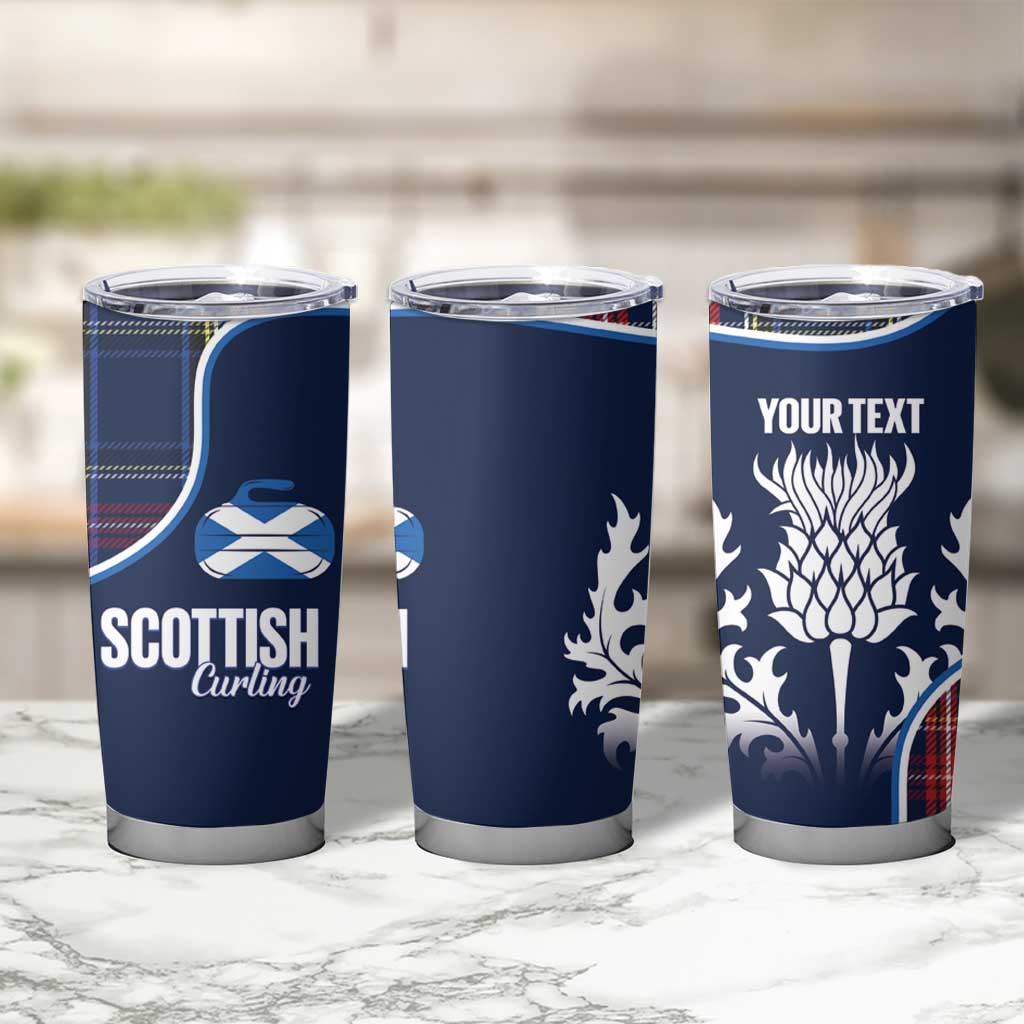 Custom Scotland Curling Tumbler Cup Scottish Thistle Mix Tartan Pattern - Wonder Print Shop