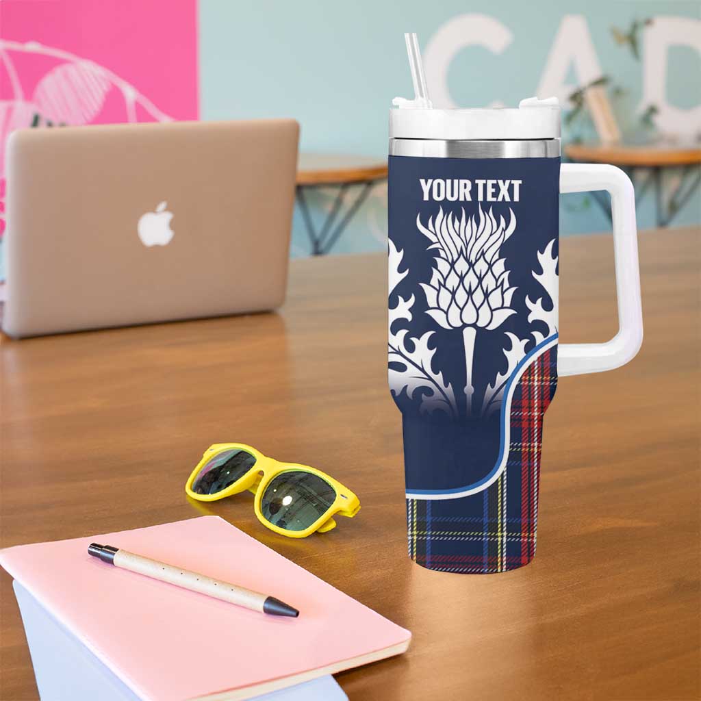 Custom Scotland Curling Tumbler With Handle Scottish Thistle Mix Tartan Pattern - Wonder Print Shop