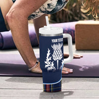Custom Scotland Curling Tumbler With Handle Scottish Thistle Mix Tartan Pattern - Wonder Print Shop