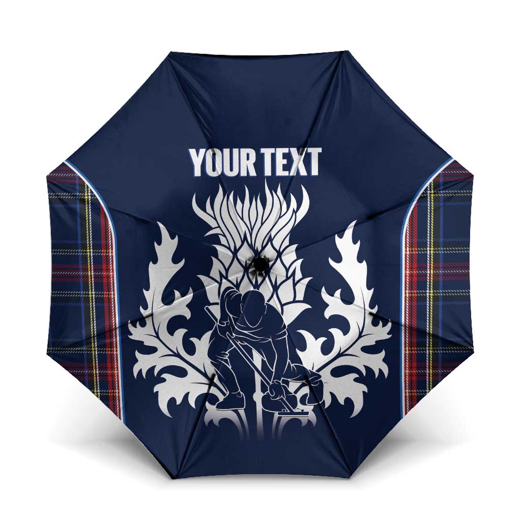 Custom Scotland Curling Umbrella Scottish Thistle Mix Tartan Pattern - Wonder Print Shop