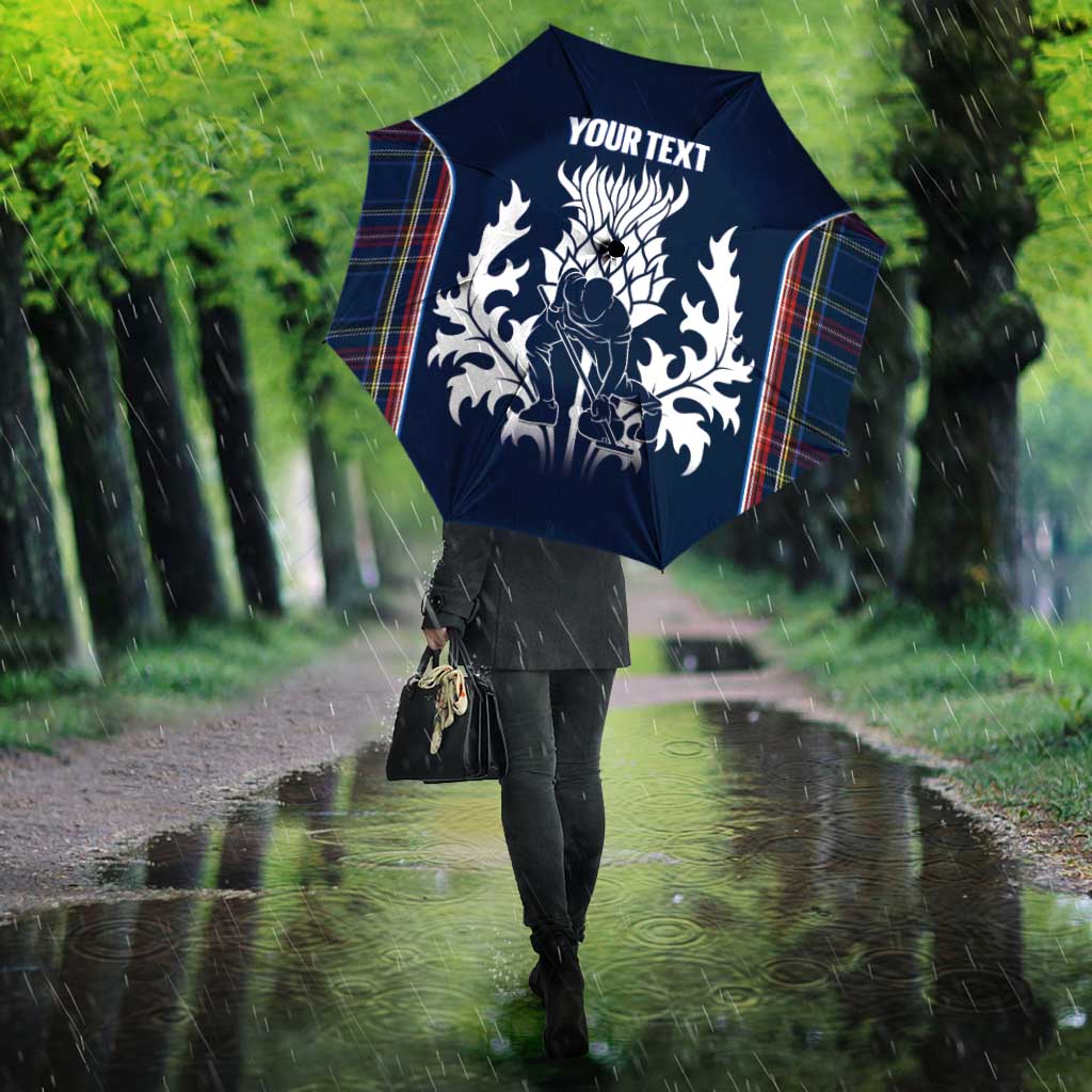 Custom Scotland Curling Umbrella Scottish Thistle Mix Tartan Pattern - Wonder Print Shop