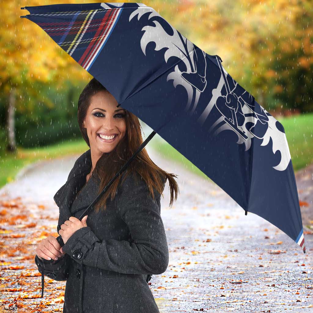 Custom Scotland Curling Umbrella Scottish Thistle Mix Tartan Pattern - Wonder Print Shop