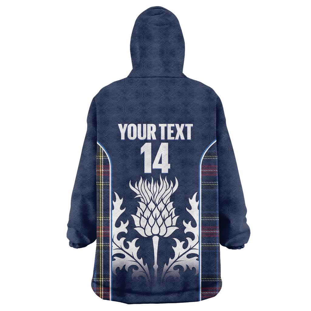 Custom Scotland Curling Wearable Blanket Hoodie Scottish Thistle Mix Tartan Pattern - Wonder Print Shop