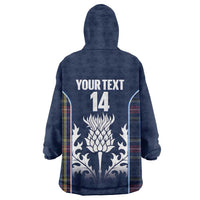 Custom Scotland Curling Wearable Blanket Hoodie Scottish Thistle Mix Tartan Pattern - Wonder Print Shop