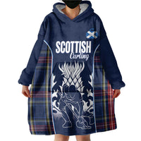 Custom Scotland Curling Wearable Blanket Hoodie Scottish Thistle Mix Tartan Pattern - Wonder Print Shop