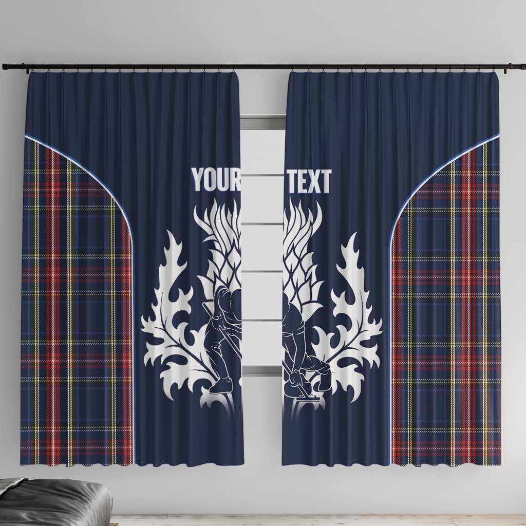 Custom Scotland Curling Window Curtain Scottish Thistle Mix Tartan Pattern - Wonder Print Shop