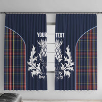 Custom Scotland Curling Window Curtain Scottish Thistle Mix Tartan Pattern - Wonder Print Shop