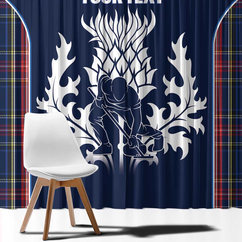 Custom Scotland Curling Window Curtain Scottish Thistle Mix Tartan Pattern - Wonder Print Shop