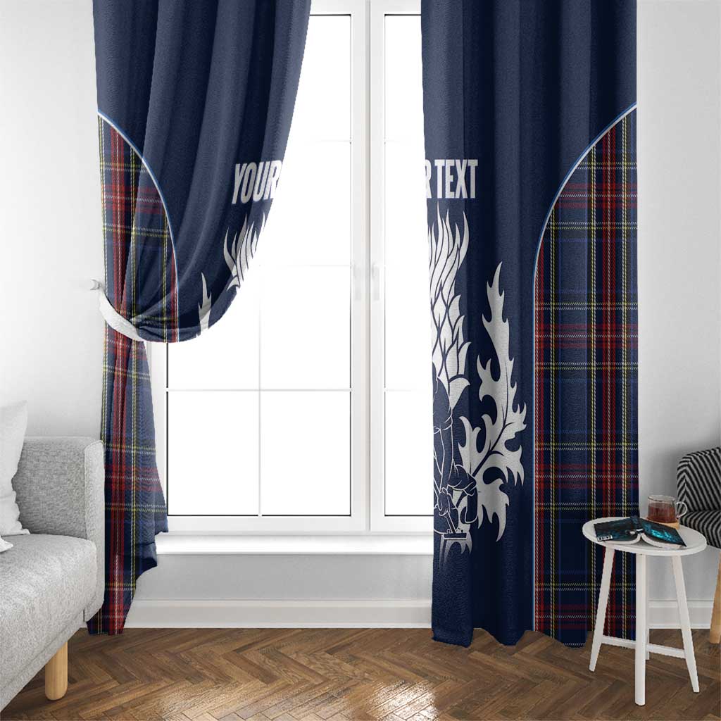 Custom Scotland Curling Window Curtain Scottish Thistle Mix Tartan Pattern - Wonder Print Shop