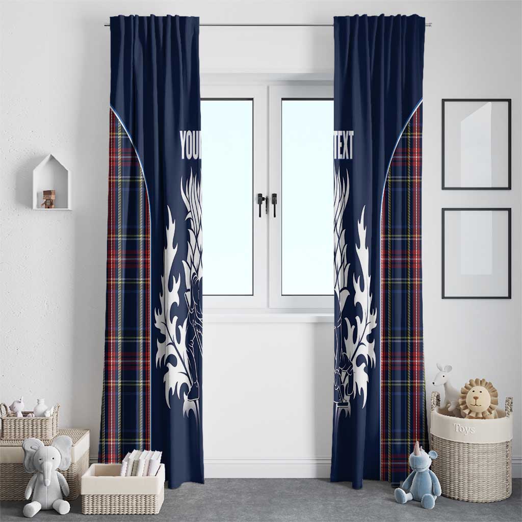 Custom Scotland Curling Window Curtain Scottish Thistle Mix Tartan Pattern - Wonder Print Shop