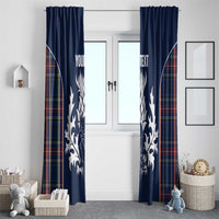 Custom Scotland Curling Window Curtain Scottish Thistle Mix Tartan Pattern - Wonder Print Shop